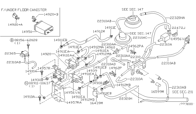2000 Nissan Xterra  Hose-EVAP Control Diagram for 149124S102