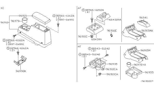 2000 Nissan Xterra  Insert-Cup Holder Diagram for 969757Z000