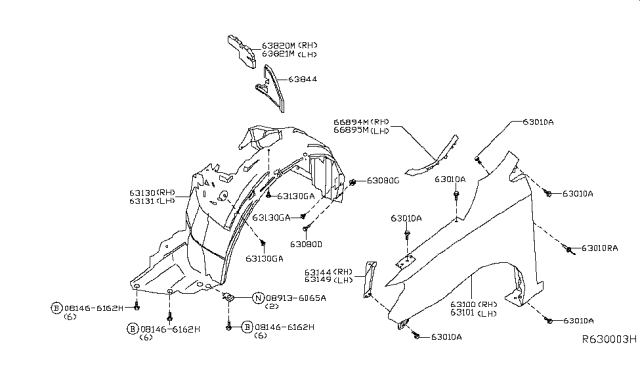 2018 Nissan Sentra Fender-Front, LH Diagram for F31013YUAA