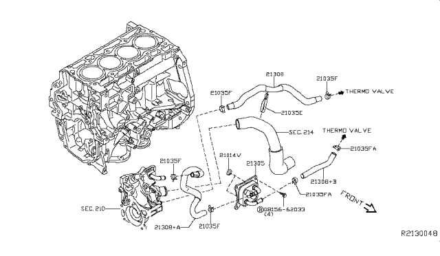 2013 Nissan Sentra Hose-Water Diagram for 213063RC3A