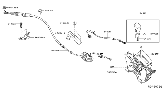 2018 Nissan Sentra  Cable Assembly-Key Inter Lock Diagram for 349083SH1A