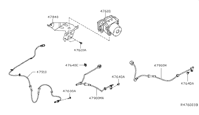 2016 Nissan Sentra  Anti Skid Actuator Assembly Diagram for 476609AN2A