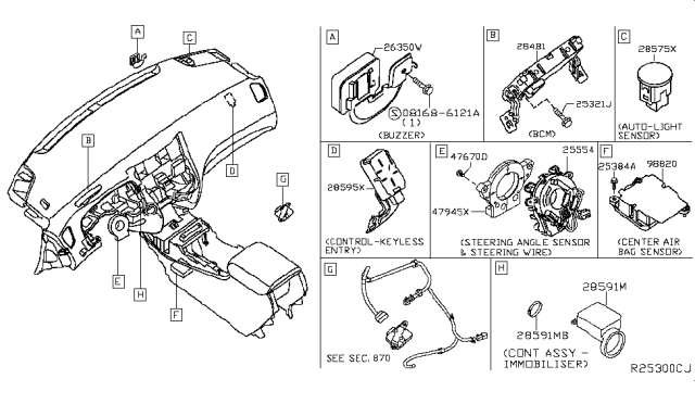 2017 Nissan Sentra  Body Control Module Assembly Diagram for 284B13SH1A
