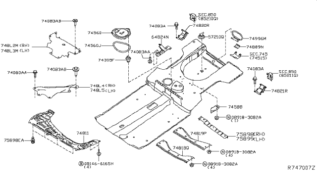 2015 Nissan Sentra  Bracket-Tunnel Stay Diagram for 748A4EL000