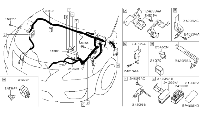 2016 Nissan Sentra  Harness Assy-Engine Room Diagram for 240124AF6A