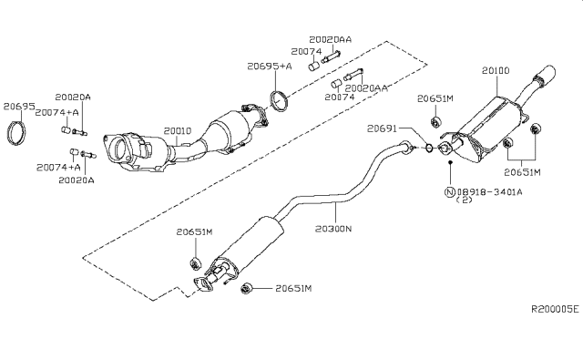 2017 Nissan Sentra Gasket - Exhaust Diagram for 2069157E0A