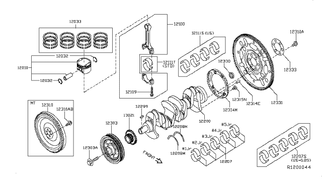 2017 Nissan Sentra  CRANKSHAFT Assembly Diagram for 122011VA0A