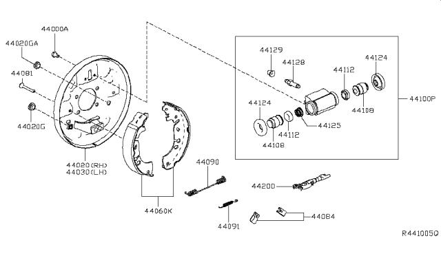 2015 Nissan Sentra  Plate Assembly-Back Rear Brake RH Diagram for 440203SG0A