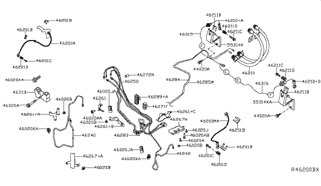 2019 Nissan Sentra  Hose Brake Rear Diagram for 462103SH5A