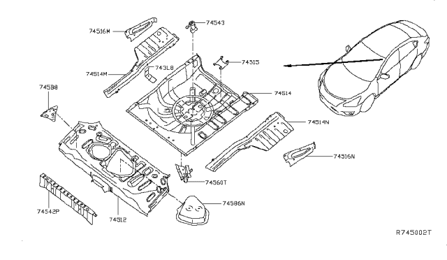 2018 Nissan Sentra  Member-Cross, Rear Seat Upper Diagram for G45423SHMA