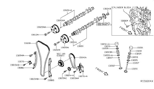 2017 Nissan Sentra  TENSIONER Chain Diagram for 130701KC0B