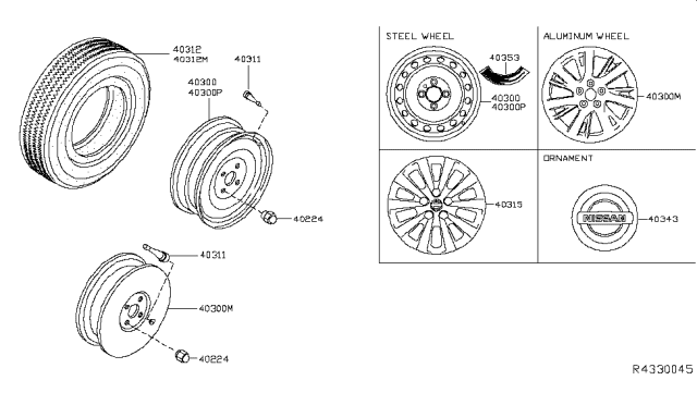 2019 Nissan Sentra  Spare Tire Wheel Assembly Diagram for 403003RC0D