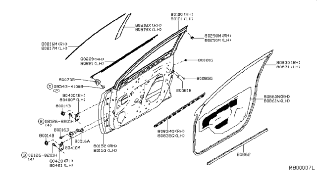 2018 Nissan Sentra Bumper Rubber-Door Diagram for 808725RB0B