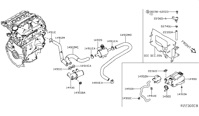 2018 Nissan Sentra  Evaporative Emission Canister Diagram for 149505UD0A
