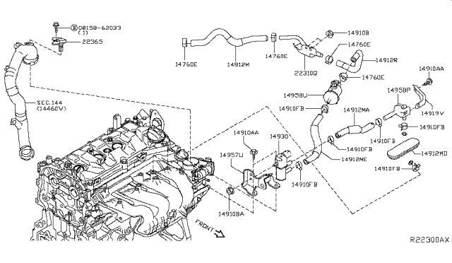 2019 Nissan Sentra Tank Vacuum Diagram for 14958JA80A