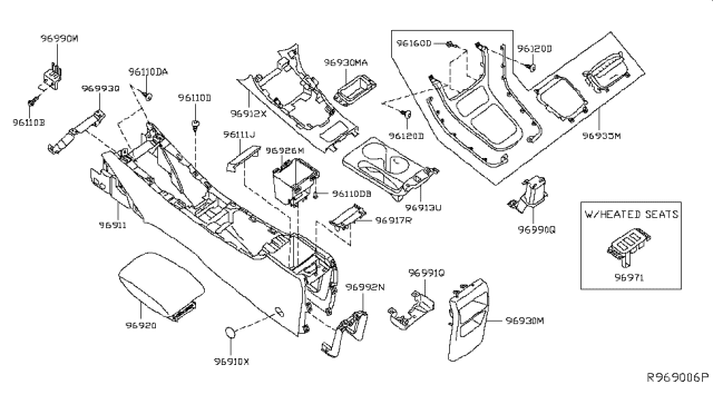 2015 Nissan Sentra  Bracket-Console Box, Front Diagram for 969923SG0A