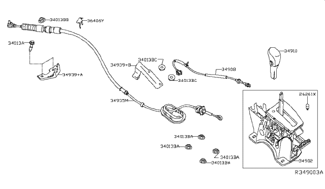 2015 Nissan Sentra  Knob Assy-Control Lever, Auto Diagram for 349103SC3A
