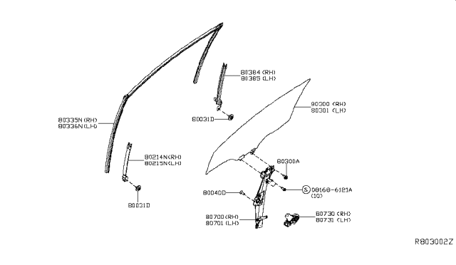 2014 Nissan Sentra  Regulator Assy-Door Window, LH Diagram for 807213SG0A