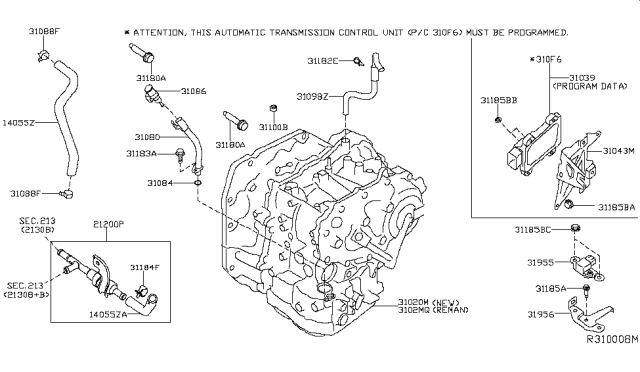 2013 Nissan Sentra Sensor Assy-Incline Angle Diagram for 31955EU50B