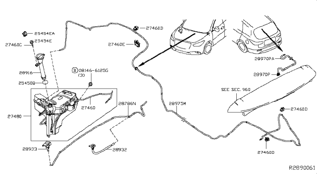 2017 Nissan Pathfinder GROM-Wash Tube Diagram for 289823JA0B