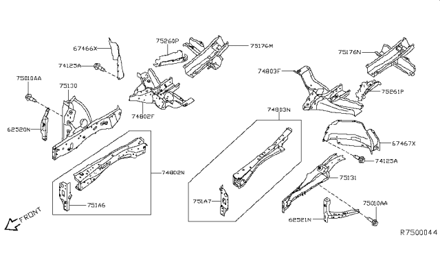 2017 Nissan Pathfinder  OUTRIGGER Assembly-Side Member, RH Diagram for G52609NBMA