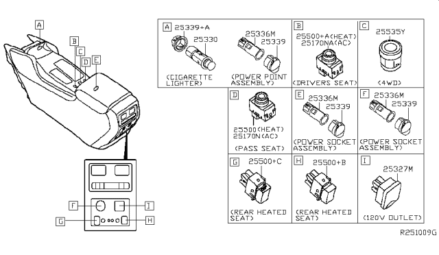 2014 Nissan Pathfinder Ring-Cigarette Lighter Diagram for 253393JA1A