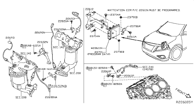 2016 Nissan Pathfinder  Heated Oxygen Sensor Diagram for 226A0BV81A