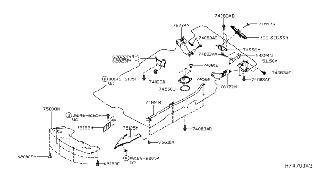 2019 Nissan Pathfinder  Cover Inspect Diagram for 748463JA0A