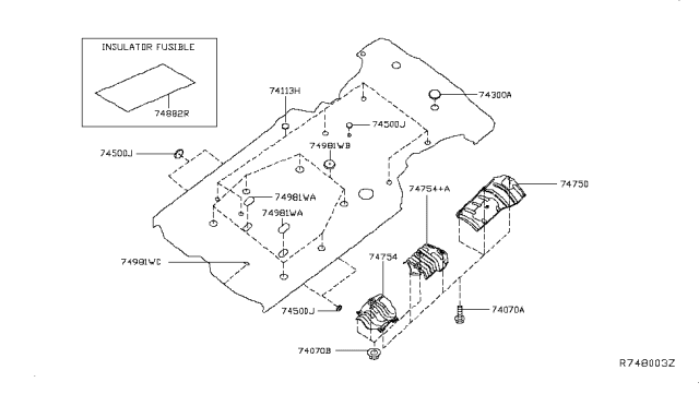 2018 Nissan Pathfinder  Cover-Hole Diagram for 748493JA0A