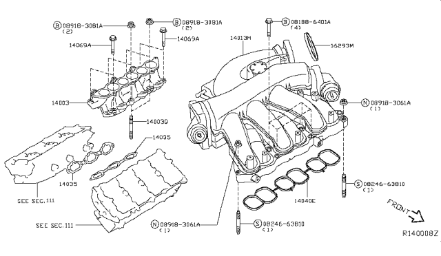 2019 Nissan Pathfinder Manifold-Intake Diagram for 140036KA0A
