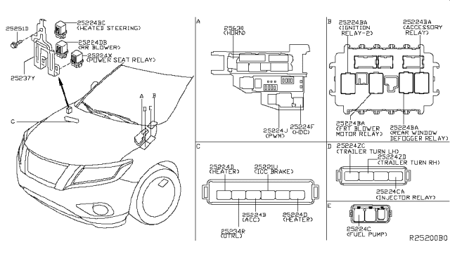 2019 Nissan Pathfinder Relay Diagram for 252307990A