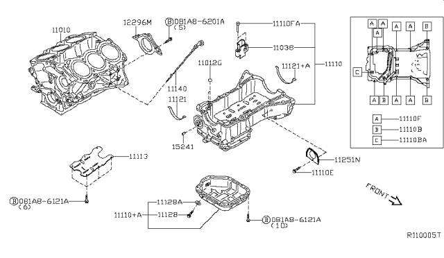 2017 Nissan Pathfinder Baffle Plate-Oil Pan Diagram for 111136KA0A