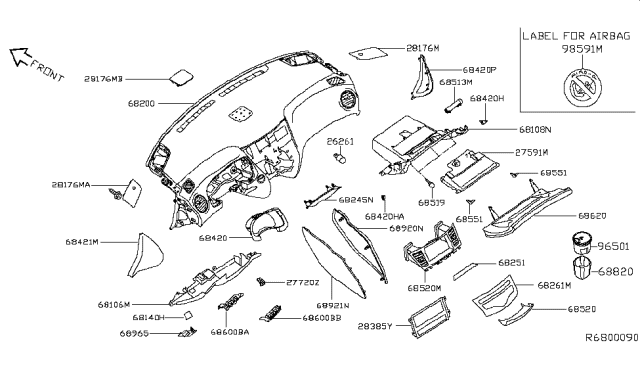 2014 Nissan Pathfinder  Lid Cluster Diagram for 682703KA0C