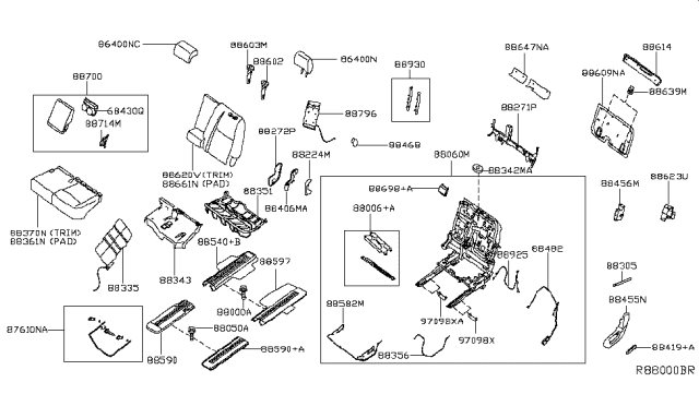 2014 Nissan Pathfinder  Cover Assy-Back, 2ND Seat Diagram for 886703KA1A