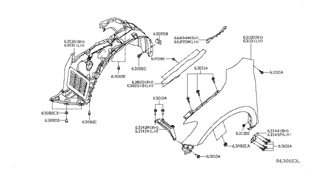 2013 Nissan Pathfinder  Bolt Diagram for 631983JA1A