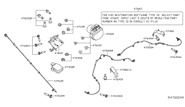 2016 Nissan Pathfinder  Bracket-Actuator Diagram for 478403JA0A