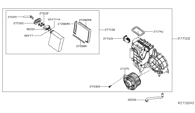 2015 Nissan Pathfinder  Blower Assembly Rear Diagram for 273753KA0A