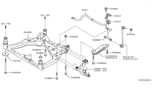 2014 Nissan Pathfinder  Bush-Stabilizer Diagram for 546133JA0A
