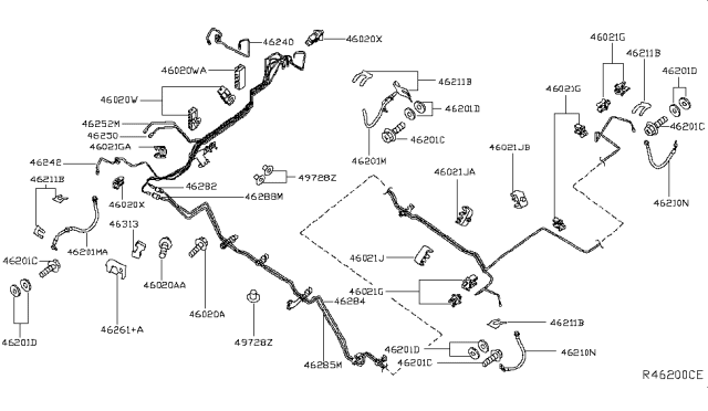 2019 Nissan Pathfinder  Tube Assy-Brake, Front LH Diagram for 462429NJ1A