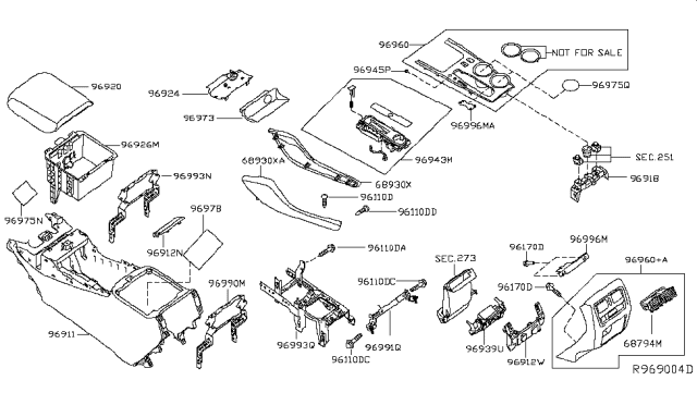 2014 Nissan Pathfinder  Pocket-Console Diagram for 969243KA0A