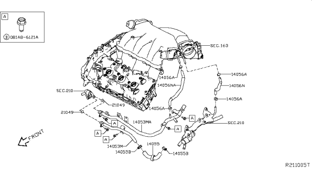 2018 Nissan Pathfinder  Pipe Water Diagram for 210223NT0A