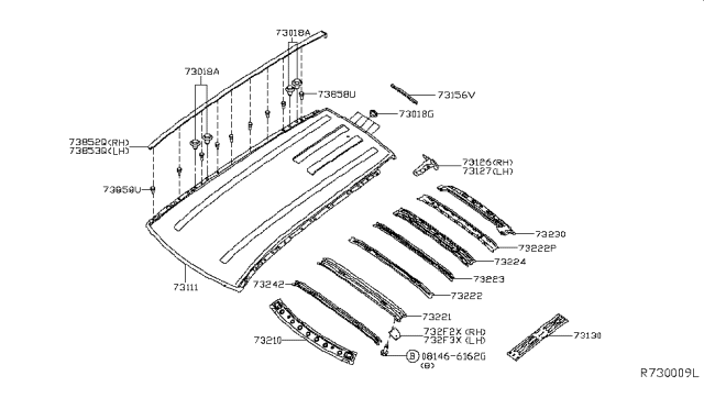 2017 Nissan Pathfinder Clip-Moulding Diagram for 73858AU100