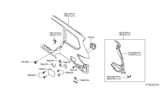 2015 Nissan Pathfinder Bracket-Side Sensor Mounting Diagram for K88393JAMA