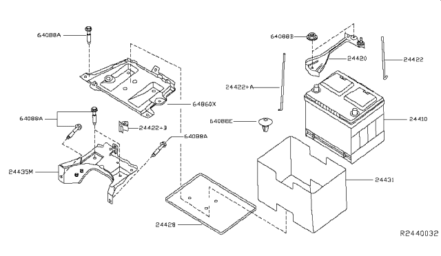 2014 Nissan Pathfinder  Cover-Battery Diagram for 244313JA0B