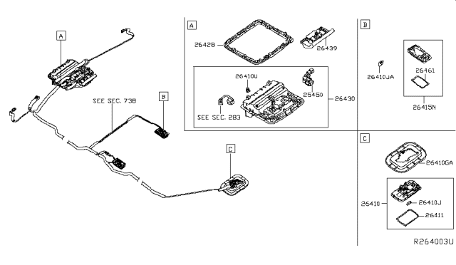 2014 Nissan Pathfinder  Map Lamp Assy Diagram for 264304GA1A