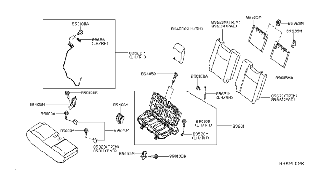 2015 Nissan Pathfinder  Pad Assembly - 3Rd Seat, Passenger Side Diagram for 896113JA0A