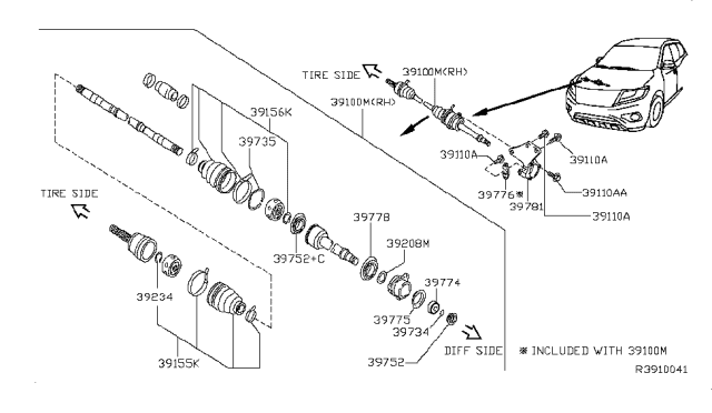 2018 Nissan Pathfinder  Bracket-Bearing Support, Front Drive Shaft Diagram for 397803JA0A