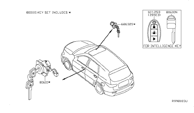 2017 Nissan Pathfinder Cylinder Set-Door Lock, LH Diagram for 806013TA1A