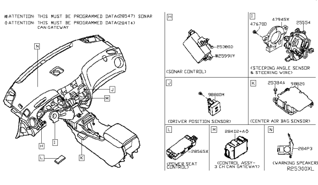 2017 Nissan Pathfinder Controller Assy-Driving Position Diagram for 988003JA0A