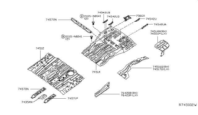 2019 Nissan Pathfinder  Reinforce-Anchor Belt, Rear Floor Diagram for G45743JAMA